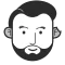 client-1 male avatar with beard and hair